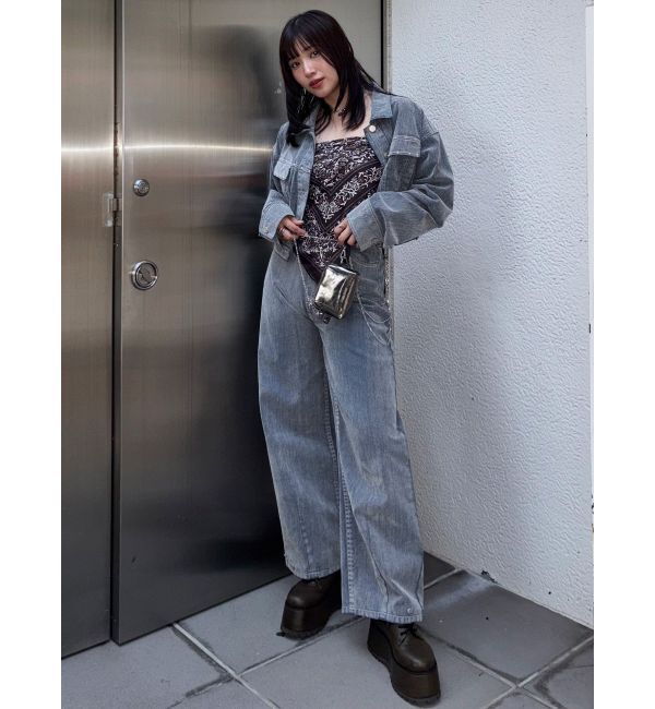 MURUA「フロッキーバレルレッグデニム」|デニム|