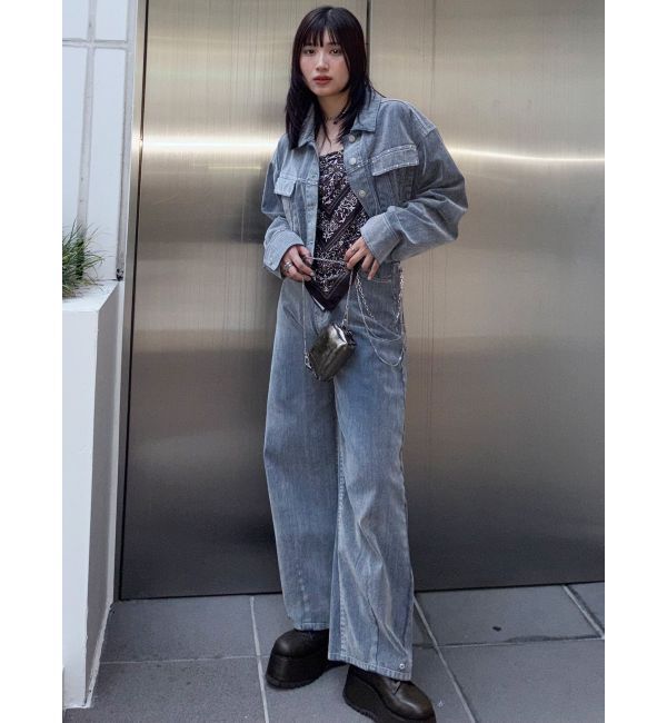 MURUA「フロッキーバレルレッグデニム」|デニム|