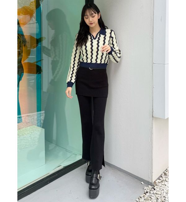 MURUA「スカートレイヤードニットフレアパンツ」|その他|