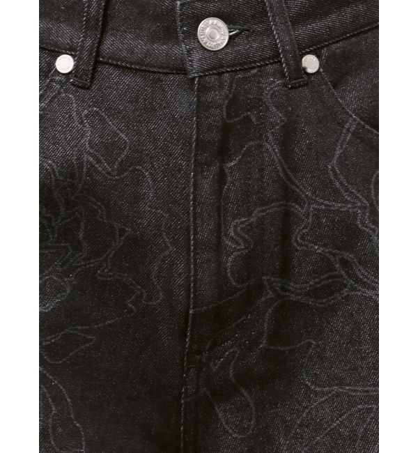 MURUA「ダメージフラワーワイドデニム」|デニム|