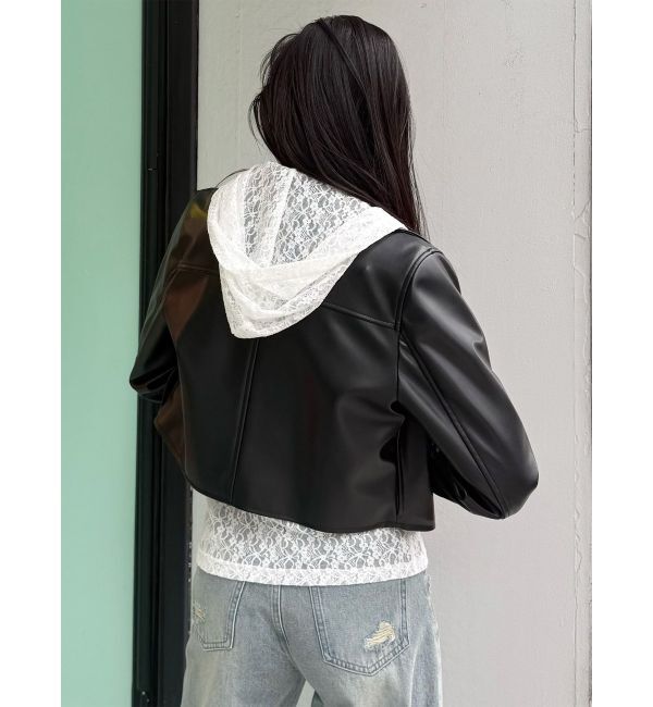 MURUA「コンパクトフェイクレザーライダースジャケット」|ライダースジャケット|