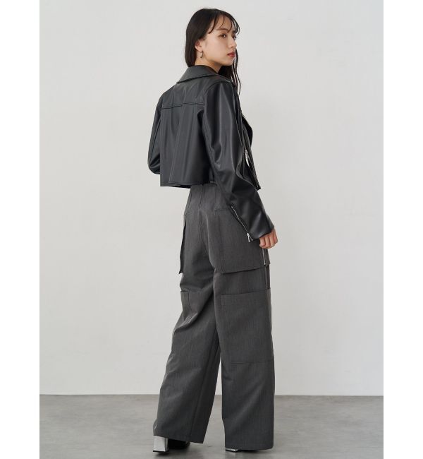 MURUA「コンパクトフェイクレザーライダースジャケット」|ライダースジャケット|