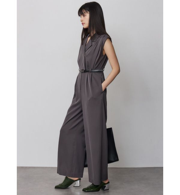 MURUA「デザインベルトワイドロンパース」|オールインワン|