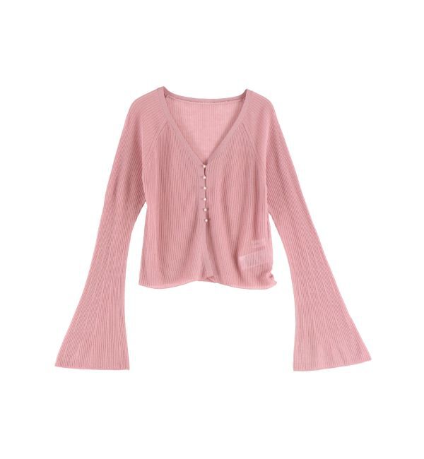 LAGUNAMOON「ミニパールボタンショートニットカーディガン」|カーディガン|