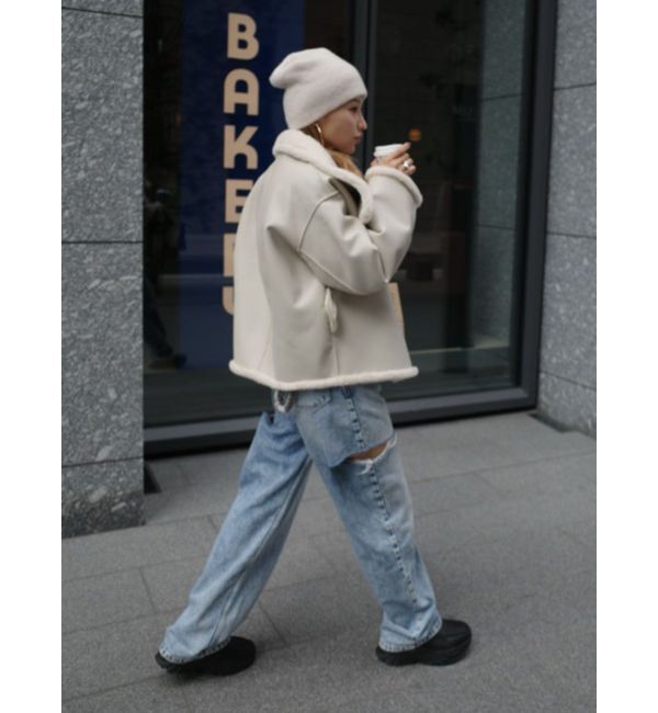 LAGUNAMOON「フェイクムートンスタンドカラーコート」|その他|