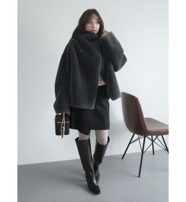 LAGUNAMOON「フェイクムートンスタンドカラーコート」|その他|