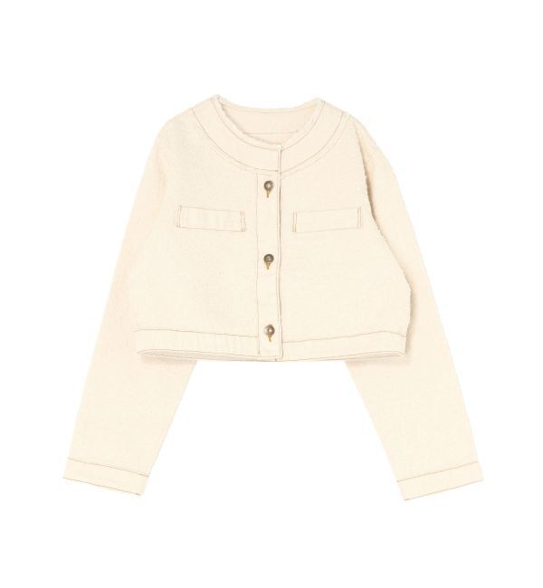 LAGUNAMOON「ツイードライクノーカラーデニムジャケット」|デニムジャケット|