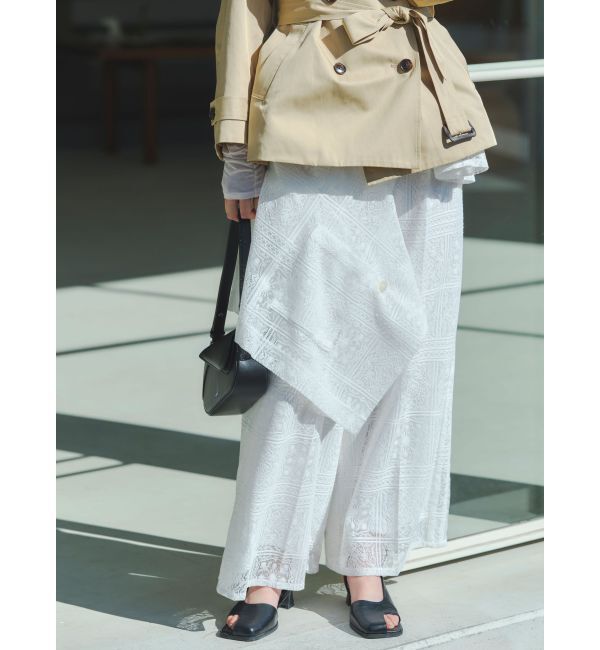 LAGUNAMOON「タイルパターンレースダブルジャケット」|テーラードジャケット|