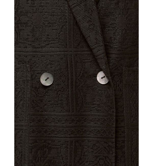 LAGUNAMOON「タイルパターンレースダブルジャケット」|テーラードジャケット|