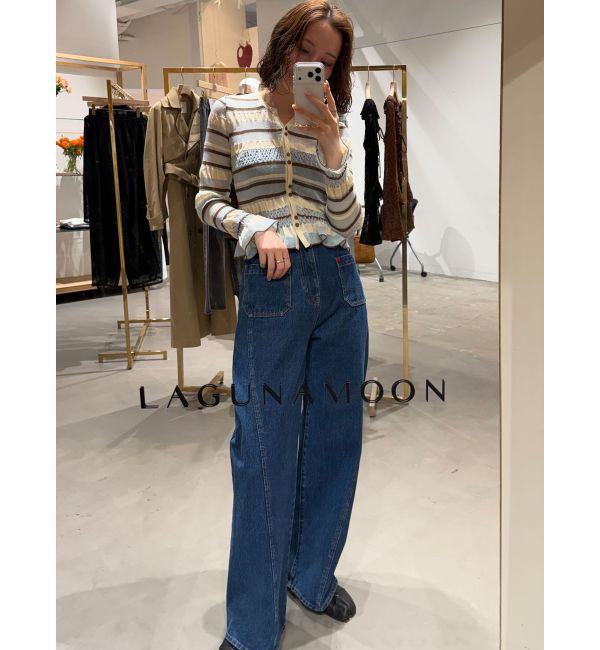 LAGUNAMOON「パッチポケットセミワイドデニムパンツ」|デニム|