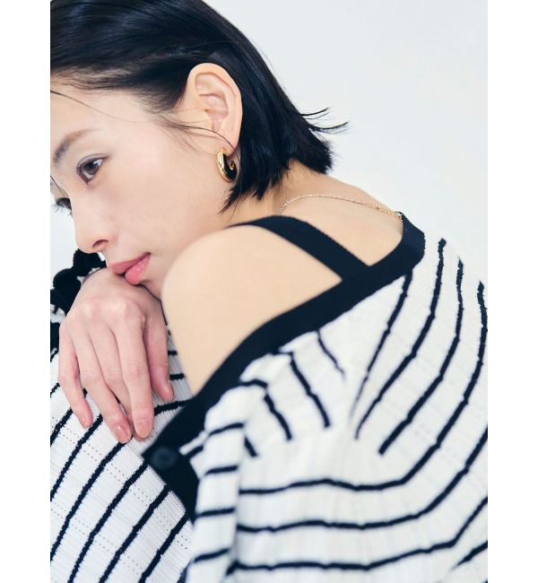 LAGUNAMOON「【FILA別注】ドライタッチバイカラーフリルデザインノースリーブニットワンピース」|ワンピース|