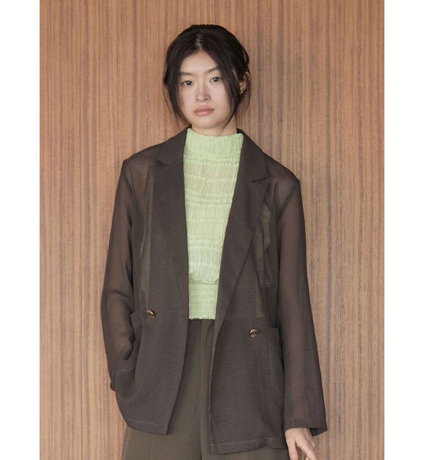 LAGUNAMOON「メッシュダブルテーラードジャケット」|テーラードジャケット|ブラウン