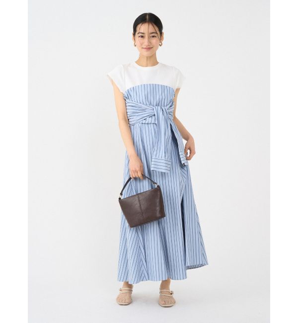 LAGUNAMOON「カットドッキングシャツレイヤードワンピース」|ワンピース|ブルー