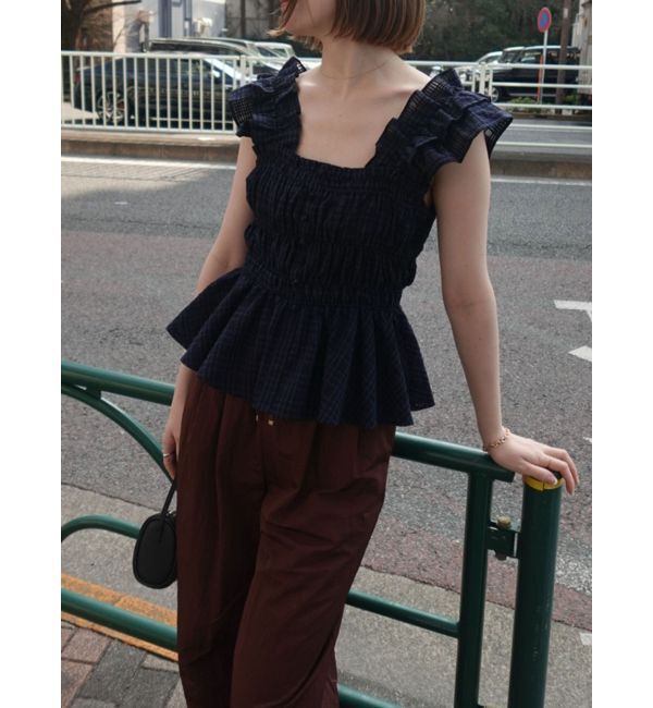 LAGUNAMOON「シアーチェックシャーリングブラウス」|シャツ・ブラウス|