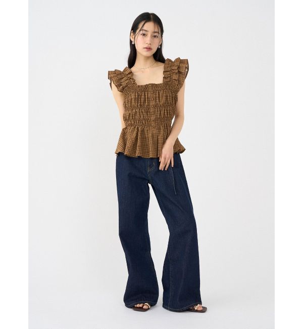 LAGUNAMOON「シアーチェックシャーリングブラウス」|シャツ・ブラウス|