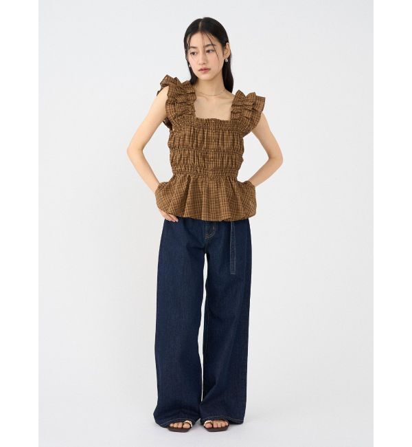 LAGUNAMOON「シアーチェックシャーリングブラウス」|シャツ・ブラウス|