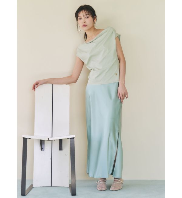 LAGUNAMOON「【接触冷感】オフショルドレープカットトップス」|Tシャツ・カットソー|