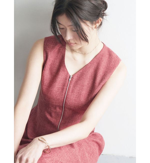 LAGUNAMOON「フロントZIPミックスカラーワンピース」|ワンピース|レッド