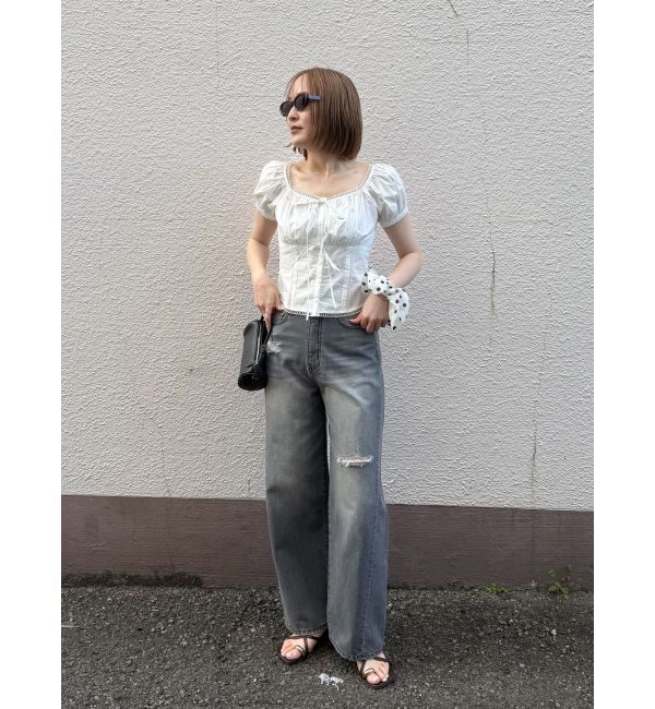 LAGUNAMOON「リップドデニムパンツ」|デニム|