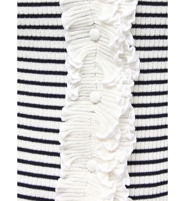 LAGUNAMOON「リブフリルハーフスリーブカーデニットプルオーバー」|カーディガン|