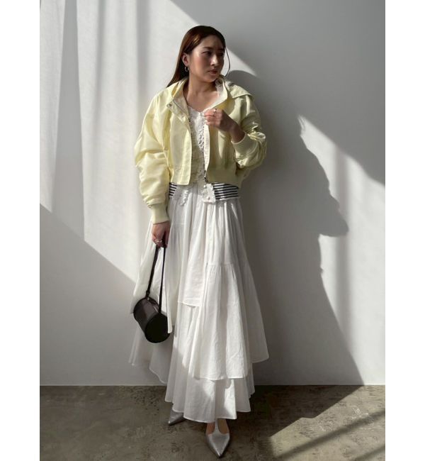 LAGUNAMOON「リブフリルハーフスリーブカーデニットプルオーバー」|カーディガン|