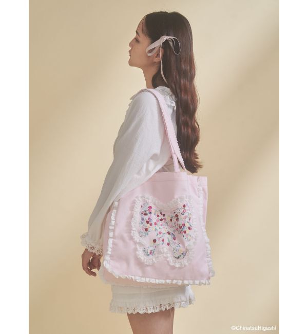 merry jenny「Dream Garden-tulip ribbon lace tote」|トートバッグ|ピンク
