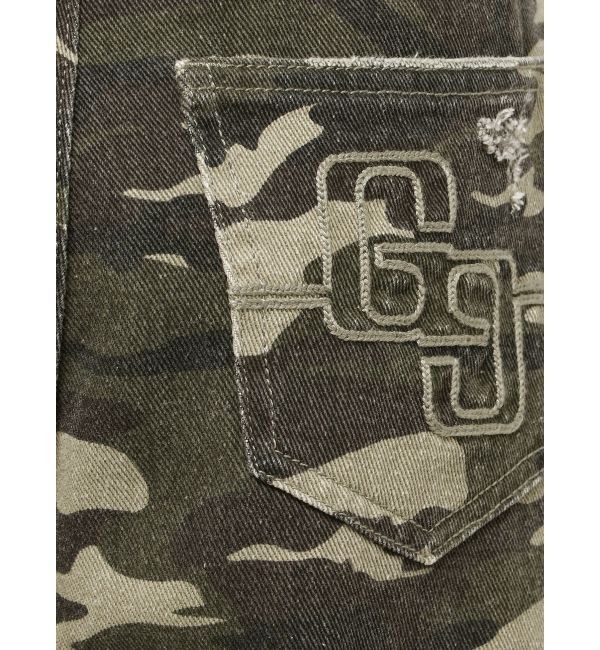 GYDA「ハイウエストGG Stitch Barrel Leg ダメージデニムパンツ」|デニム|