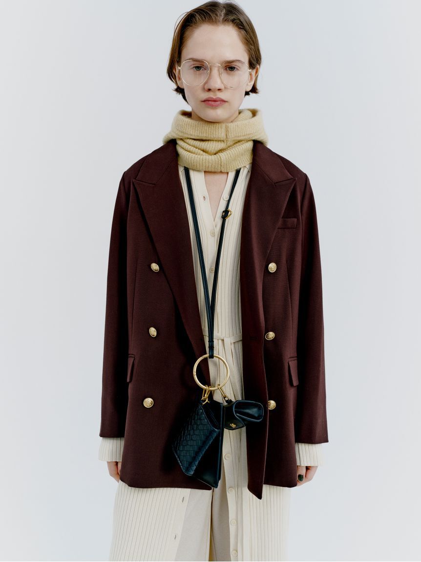 Mila Owen「金釦ダブルブレストロングブレザー」|テーラードジャケット|