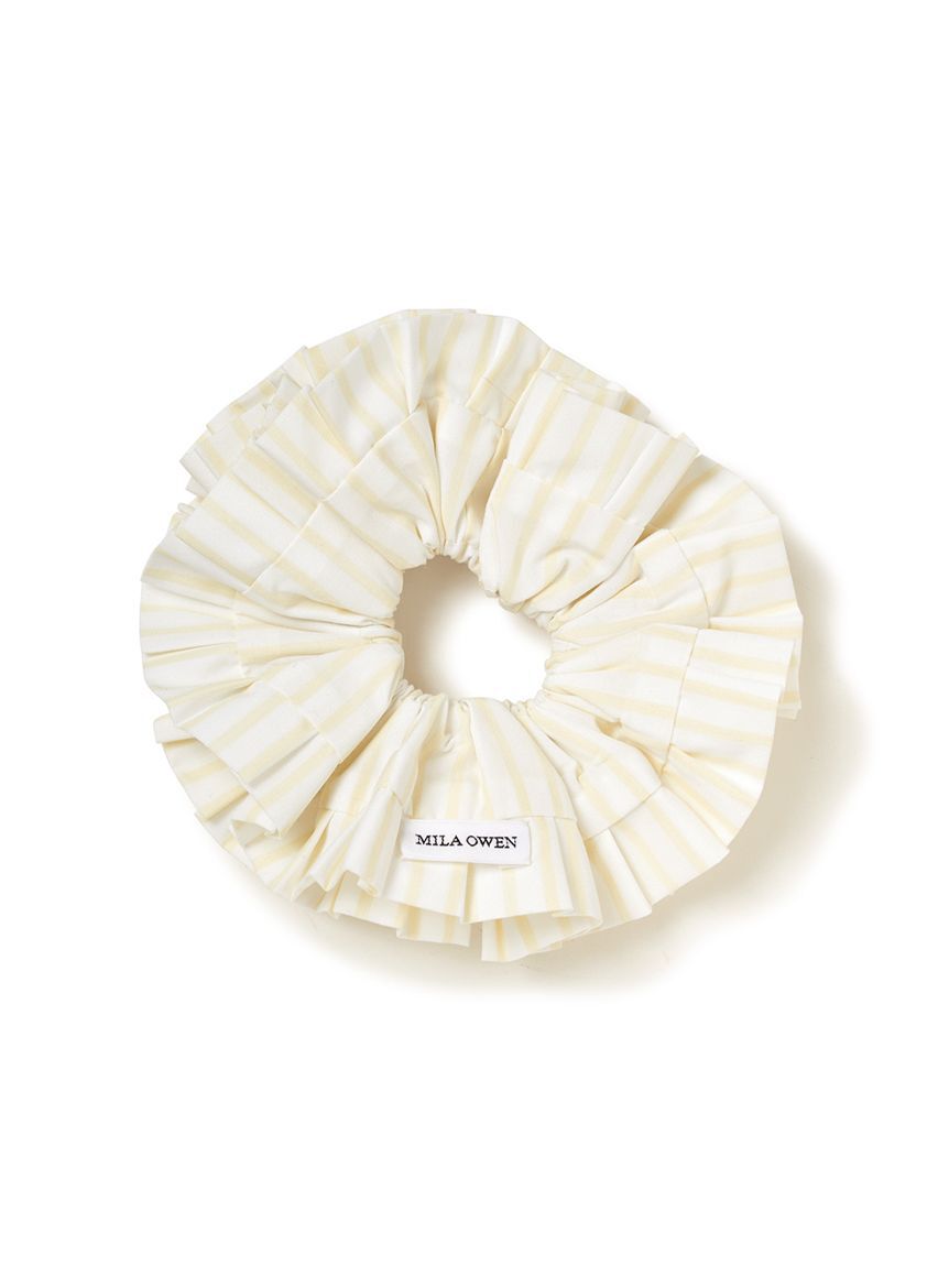 Mila Owen「シャツコンビマテリアルボリュームシュシュ」|ヘアバンド|WHT