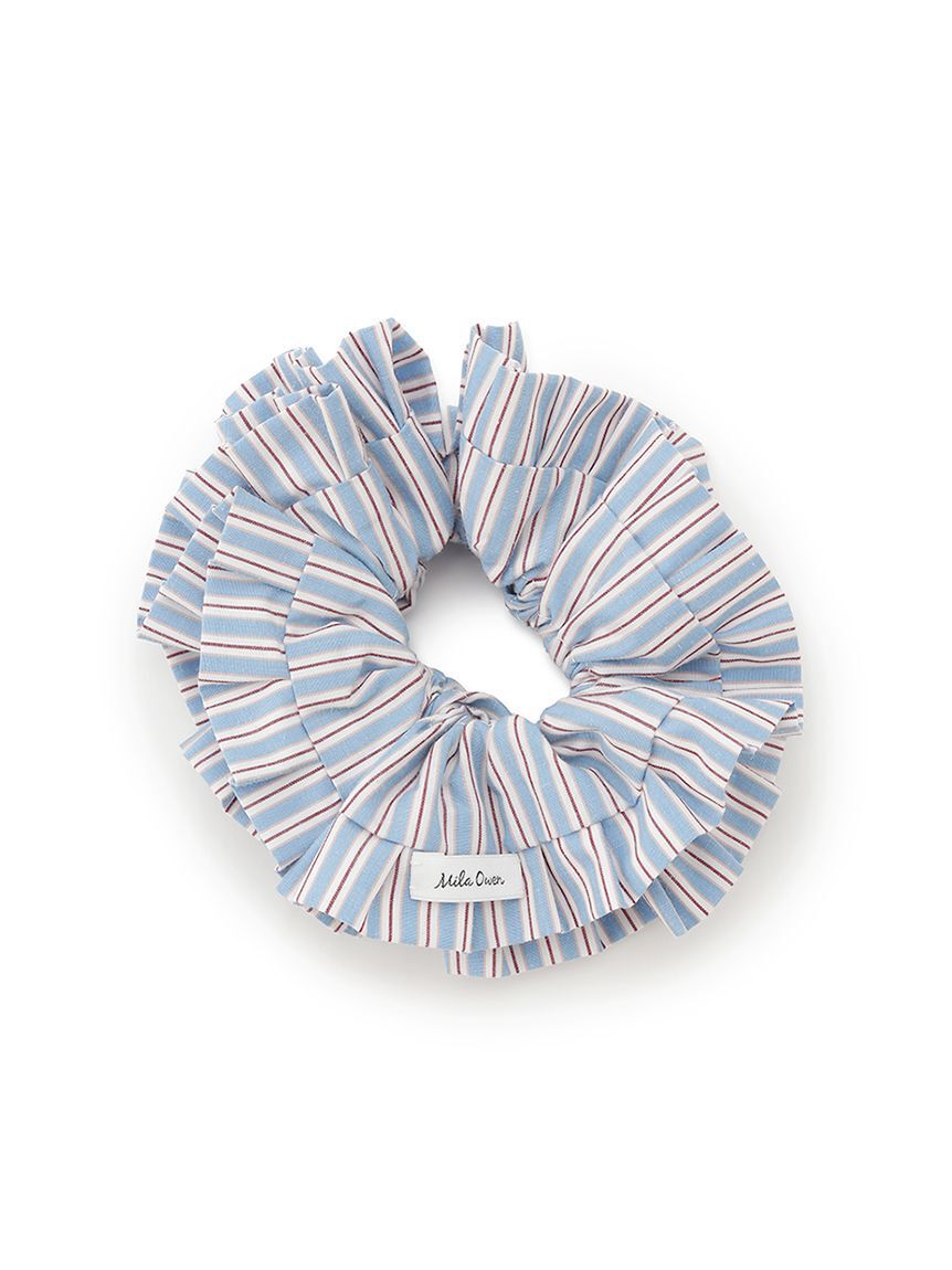 Mila Owen「シャツコンビマテリアルボリュームシュシュ」|ヘアバンド|BLU