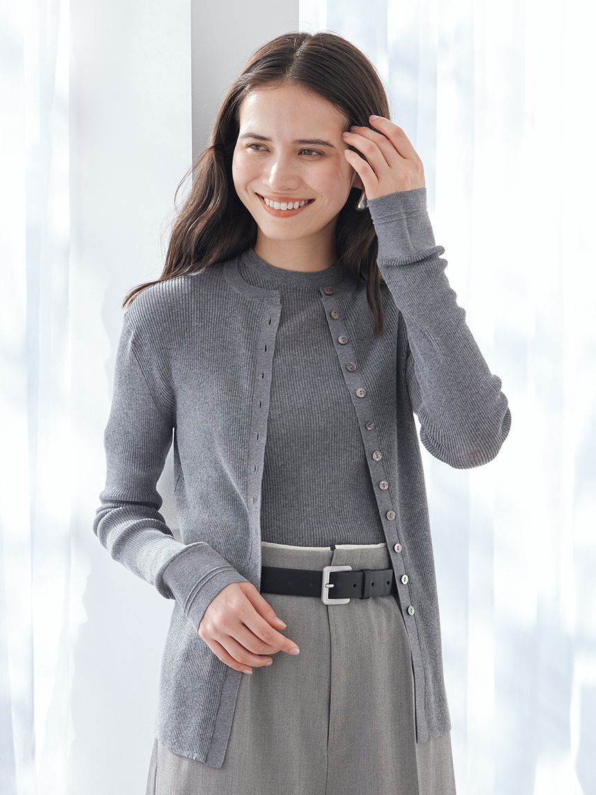 Mila Owen「UVケアシアーリブニットカーディガン」|カーディガン|