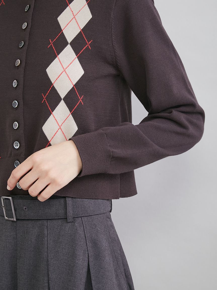 Mila Owen「シェル釦デザインクロップドニットカーディガン」|カーディガン|