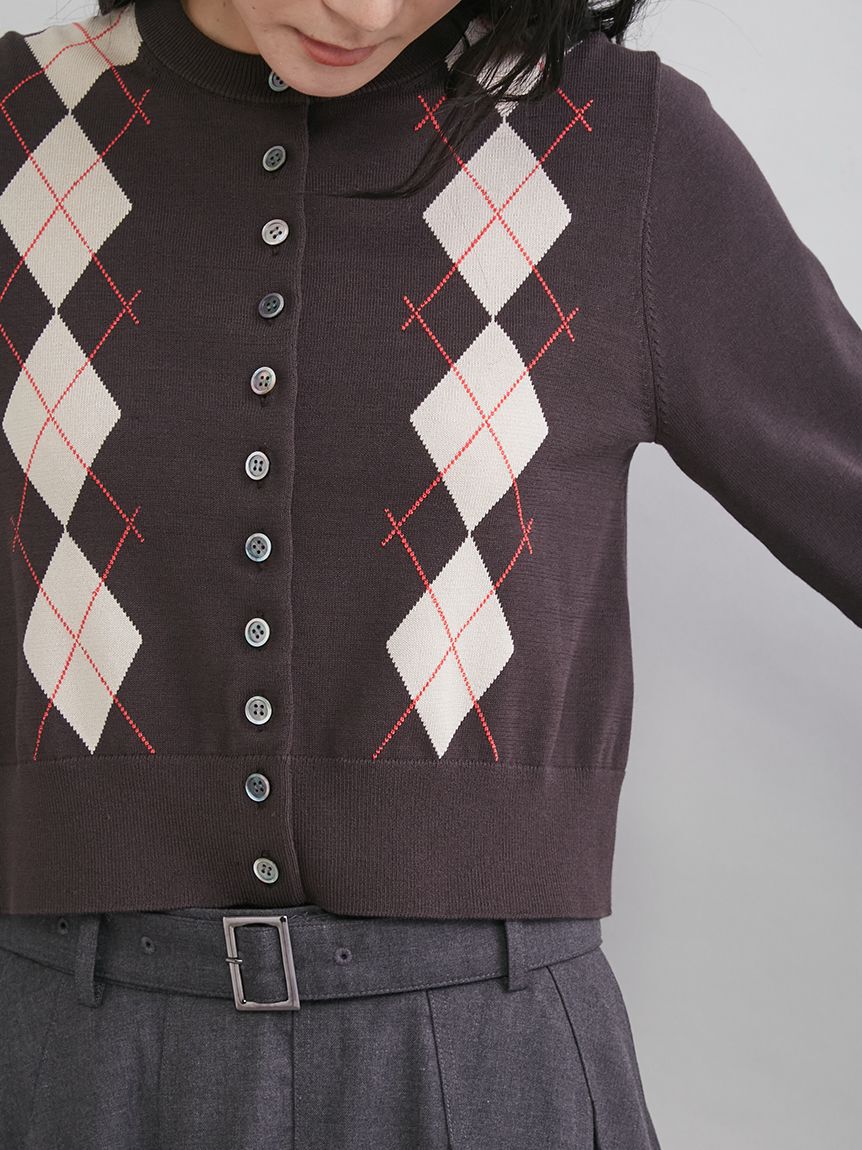 Mila Owen「シェル釦デザインクロップドニットカーディガン」|カーディガン|