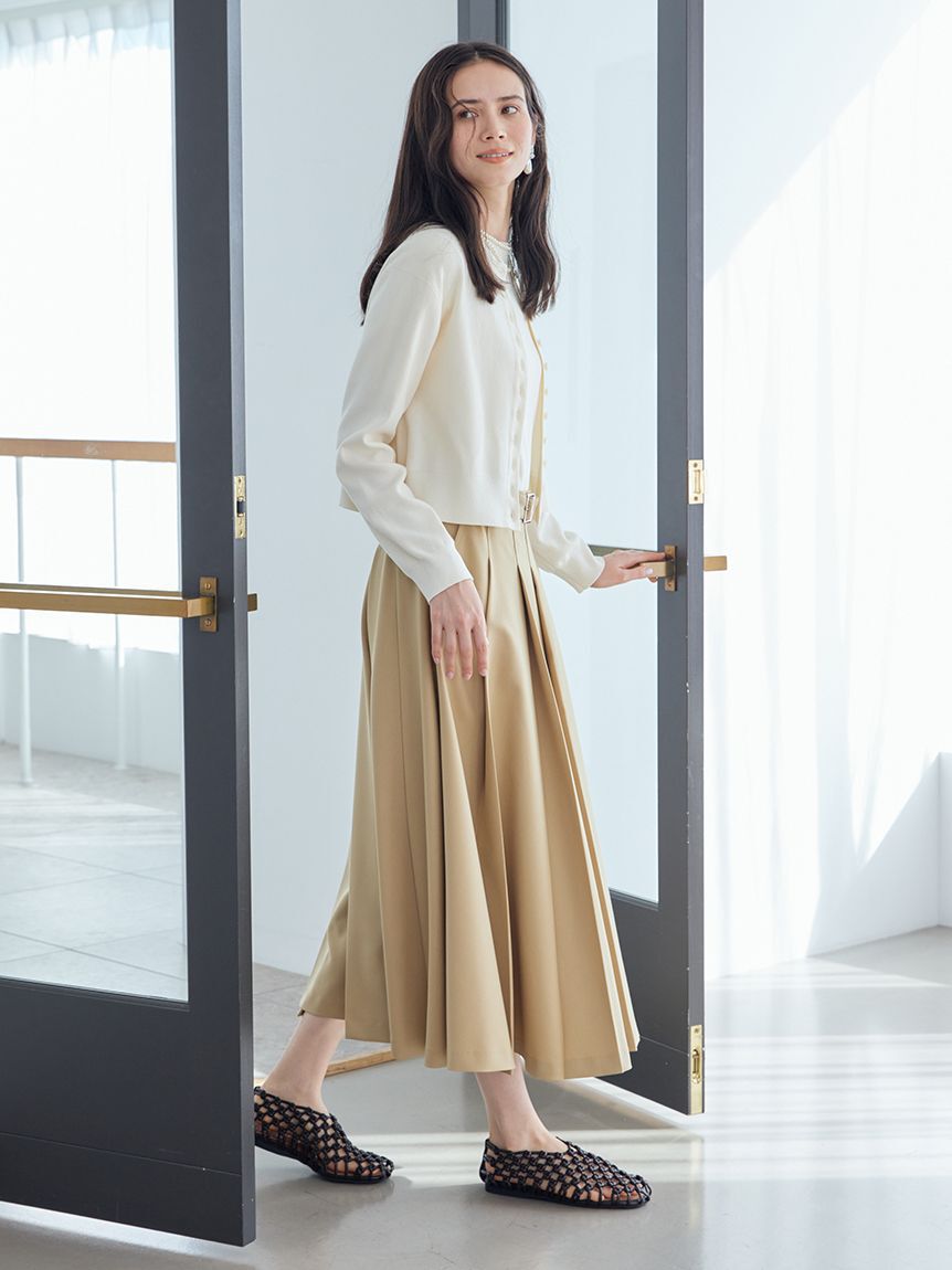 Mila Owen「シェル釦デザインクロップドニットカーディガン」|カーディガン|