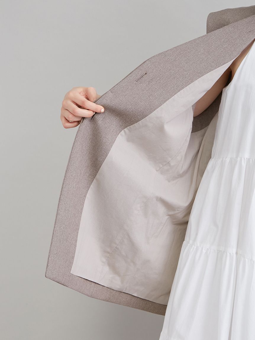 Mila Owen「共ベルト付きオーバーサイズノーカラーベスト」|ダウンベスト・ベスト|