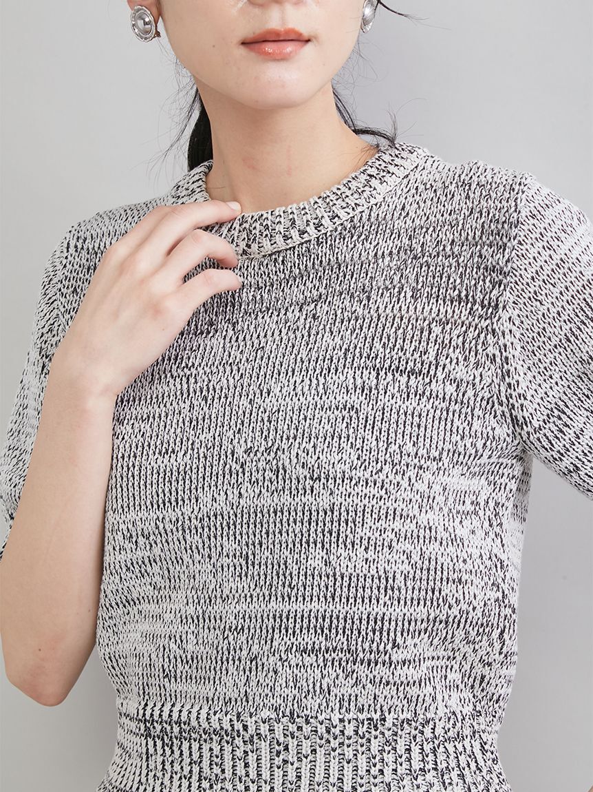 Mila Owen「ミックスヤーンハーフスリーブニット」|ニット・セーター|