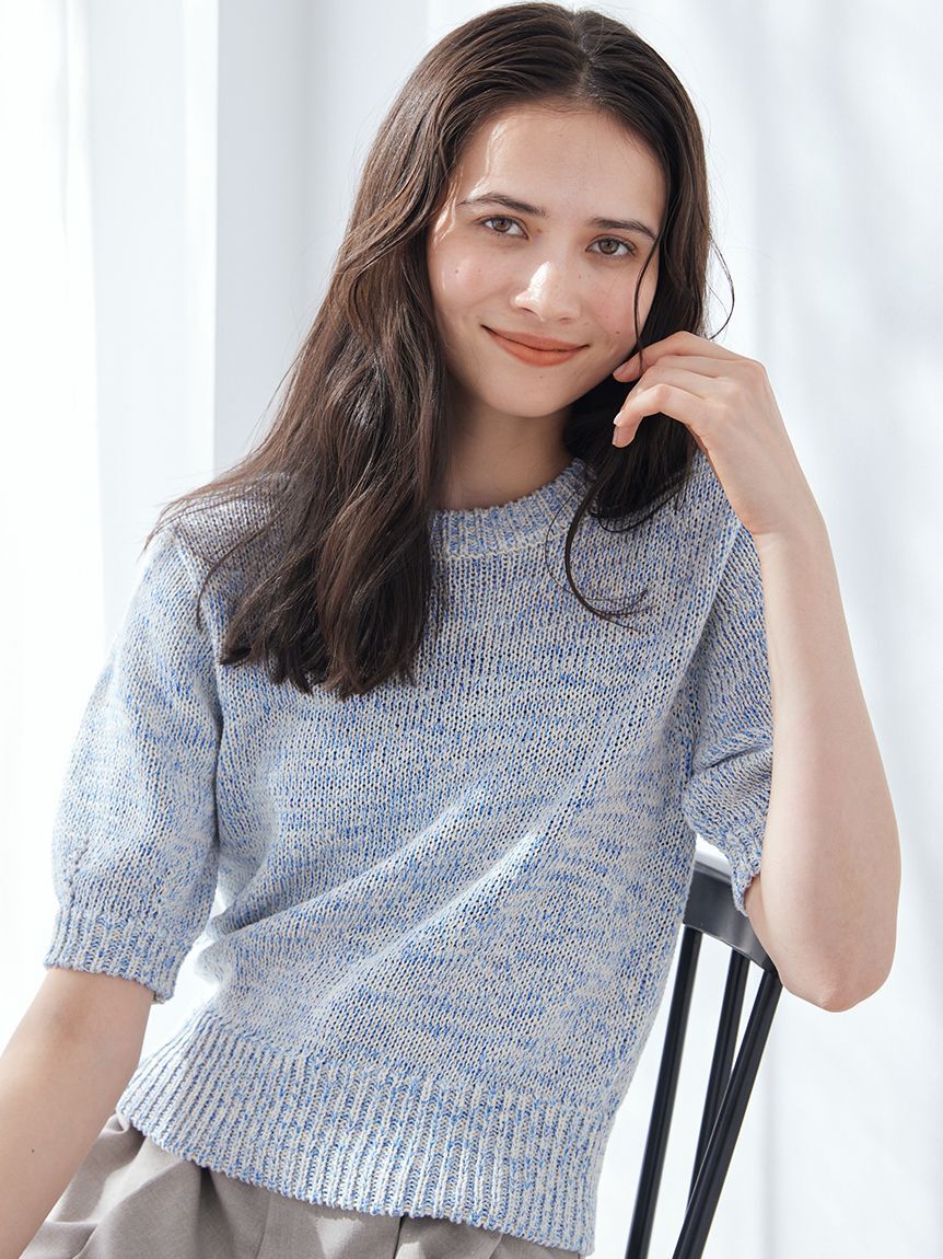 Mila Owen「ミックスヤーンハーフスリーブニット」|ニット・セーター|LBLU