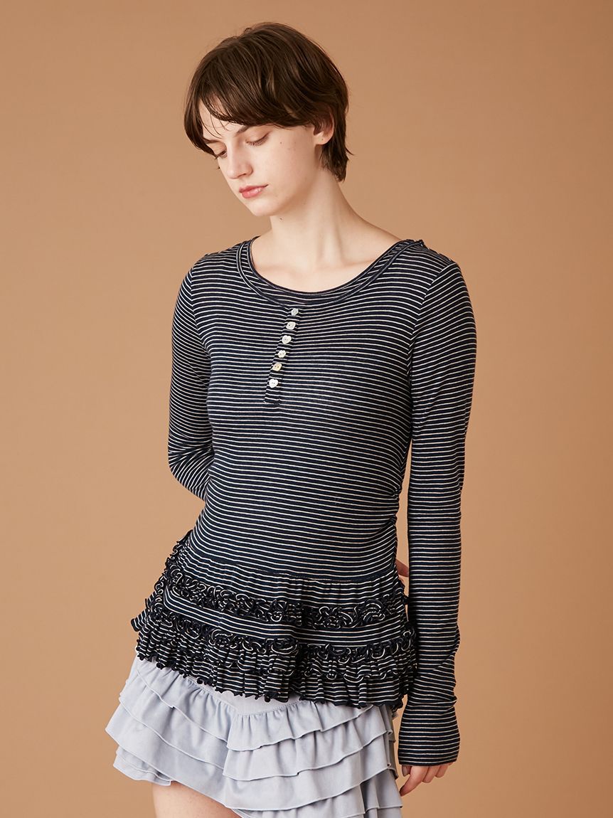 FURFUR「裾フリルジャージートップス」|Tシャツ・カットソー|