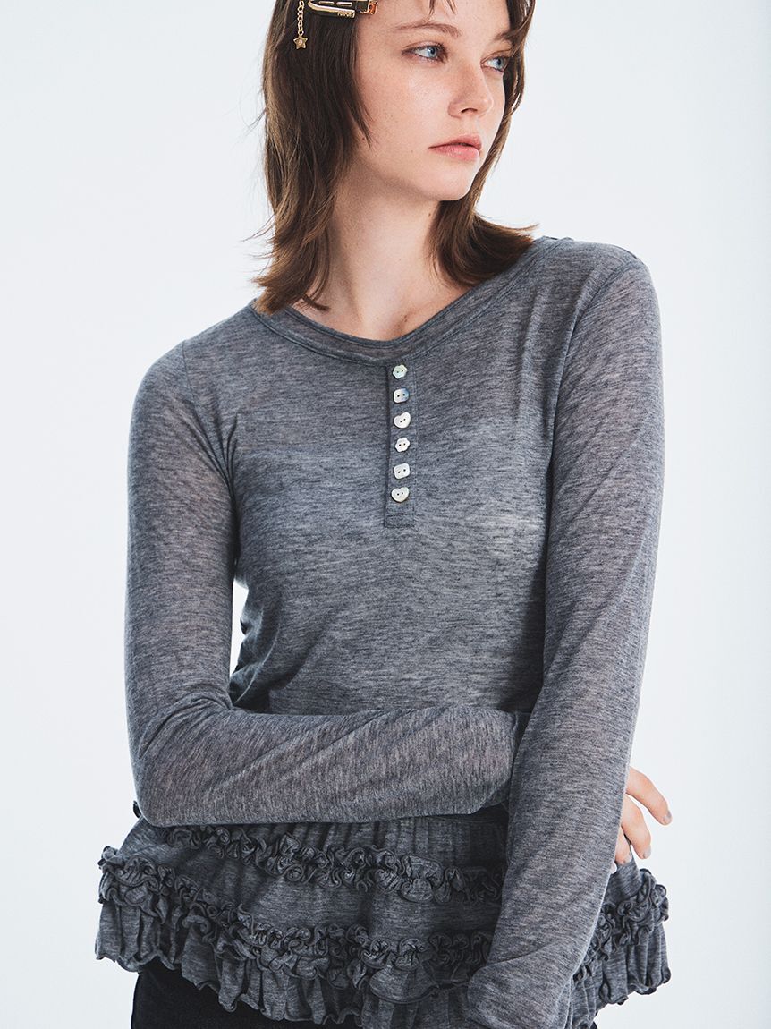 FURFUR「裾フリルジャージートップス」|Tシャツ・カットソー|