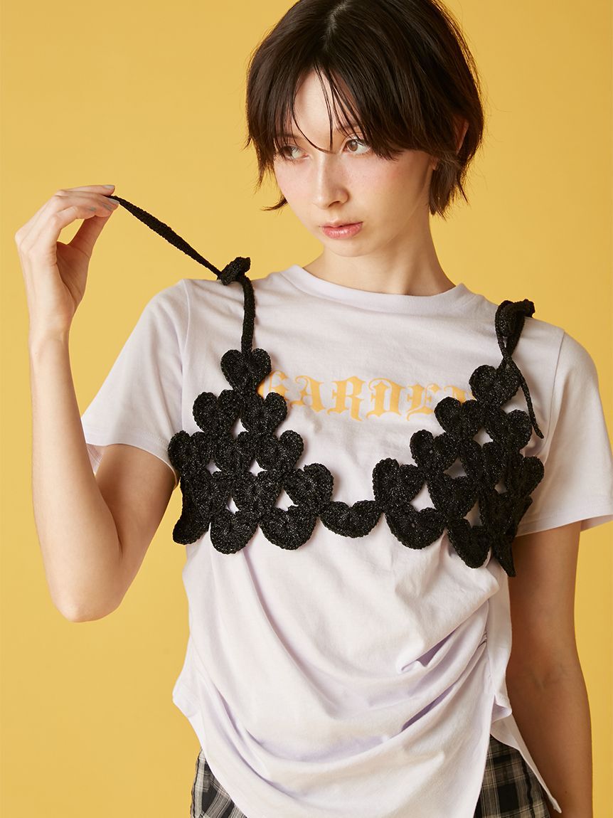 FURFUR「かぎ針ハートモチーフビスチェ」|ベスト・ジレ|BLK