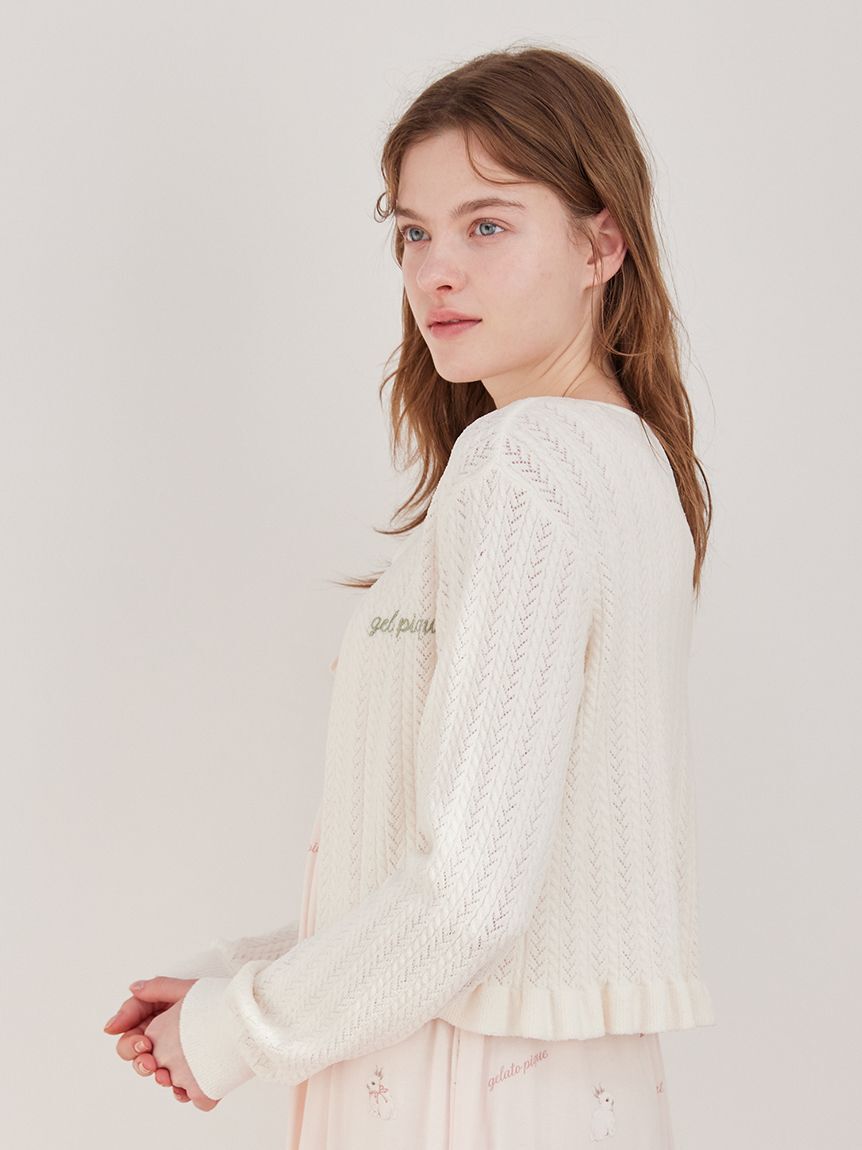 gelato pique「エアリーモコ柄編みカーディガン」|ルームウェア|