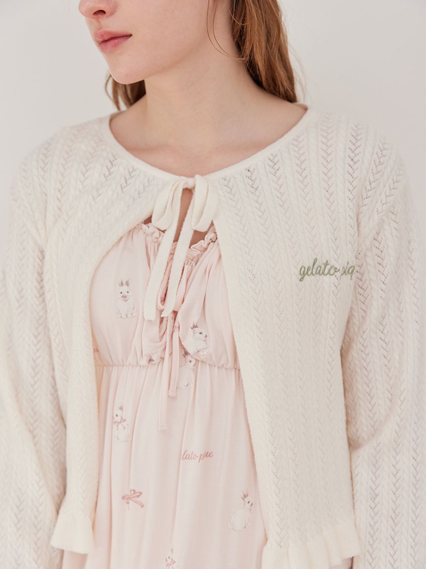 gelato pique「エアリーモコ柄編みカーディガン」|ルームウェア|