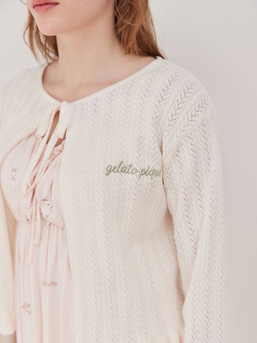 gelato pique「エアリーモコ柄編みカーディガン」|ルームウェア|