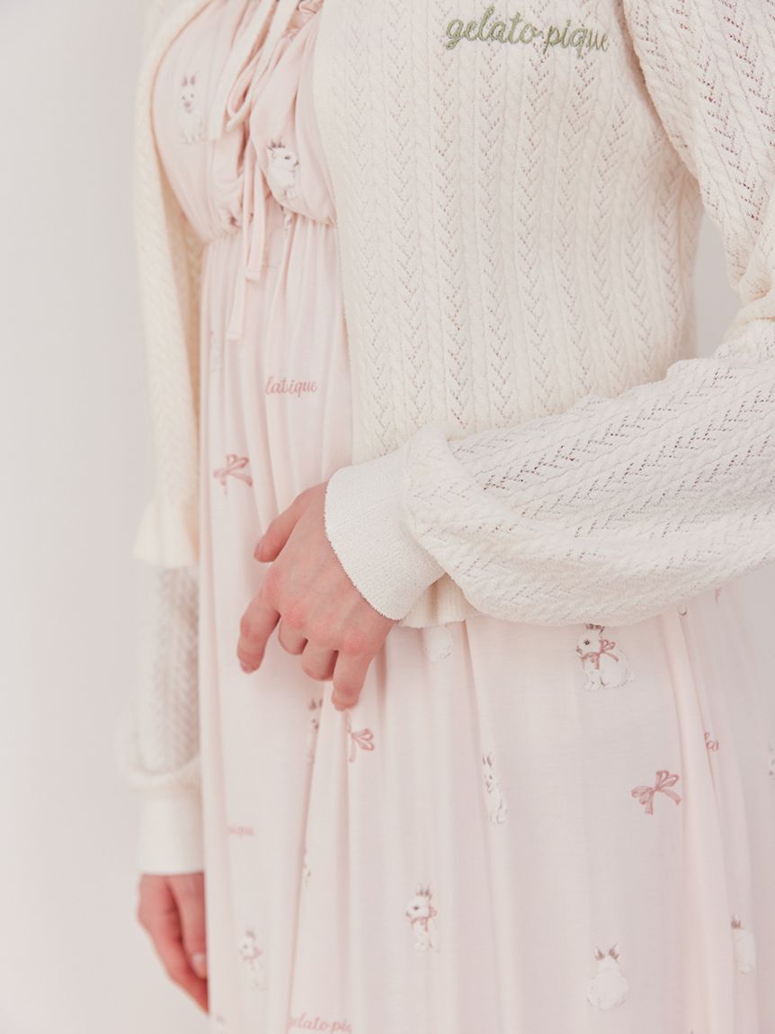 gelato pique「エアリーモコ柄編みカーディガン」|ルームウェア|