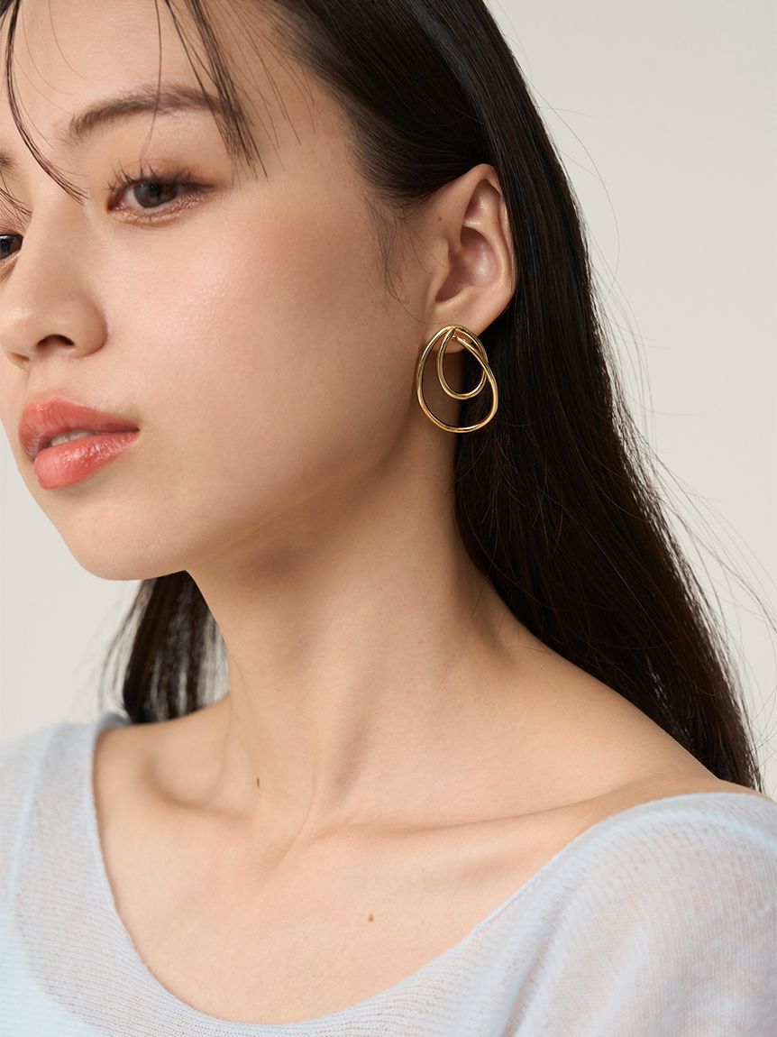 SNIDEL「ダブルラインフープピアス」|ピアス|