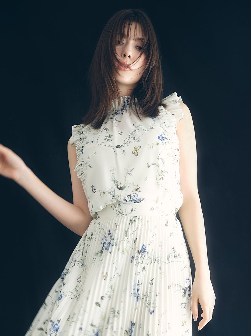 FRAY I.D「フラワープリントギャザーフリルブラウス」|シャツ・ブラウス|