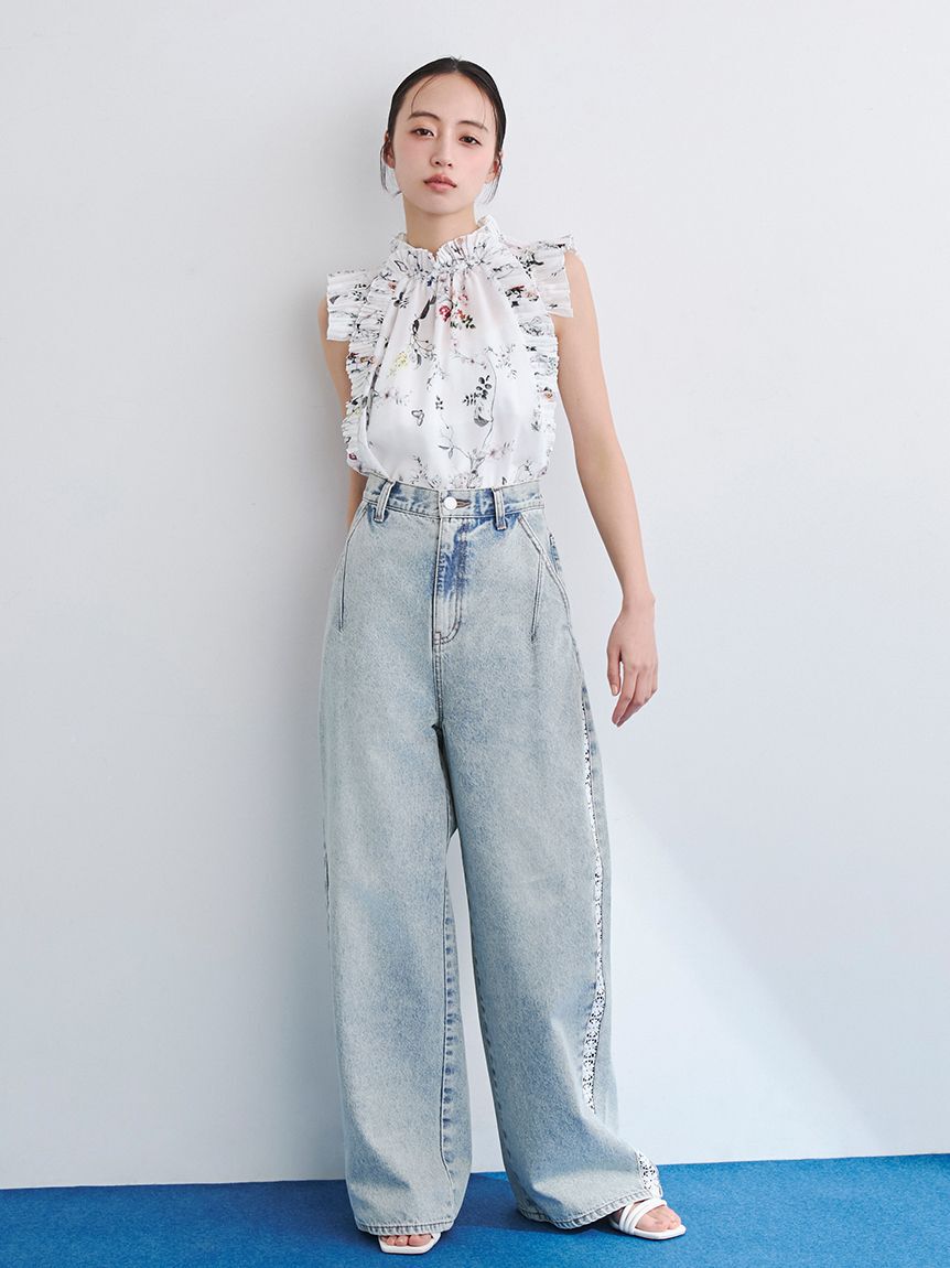 FRAY I.D「フラワープリントギャザーフリルブラウス」|シャツ・ブラウス|