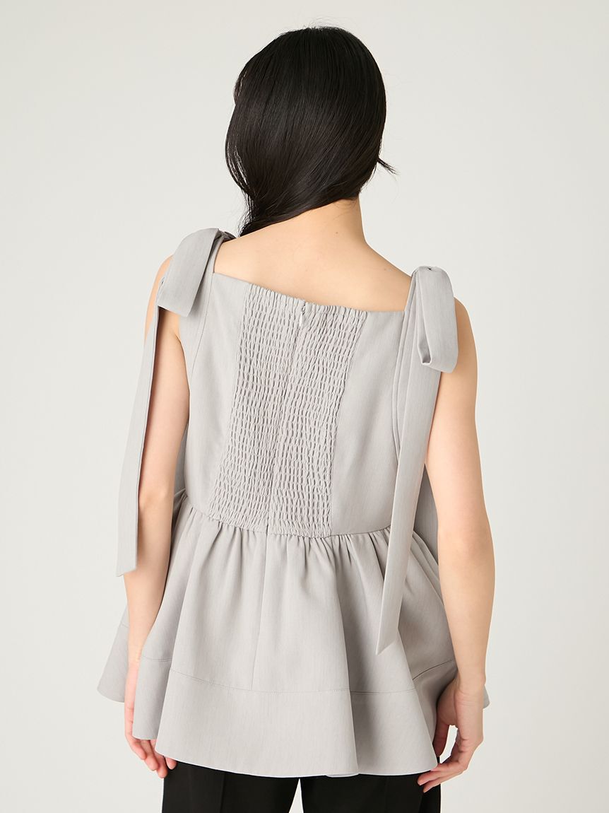 FRAY I.D「【WEB限定】リボンペプラムトップス／ウォッシャブル」|シャツ・ブラウス|