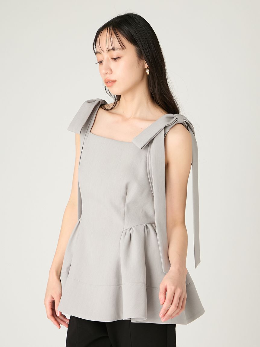 FRAY I.D「【WEB限定】リボンペプラムトップス／ウォッシャブル」|シャツ・ブラウス|