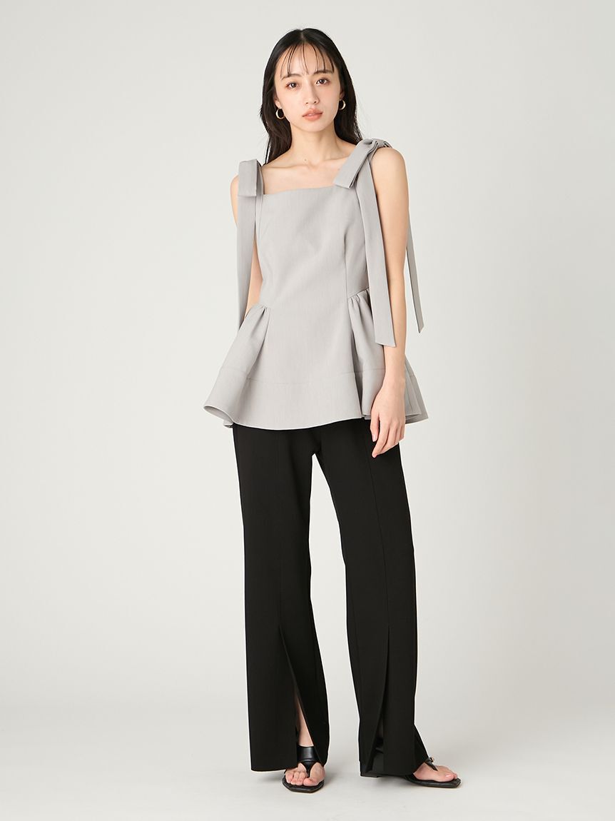 FRAY I.D「【WEB限定】リボンペプラムトップス／ウォッシャブル」|シャツ・ブラウス|